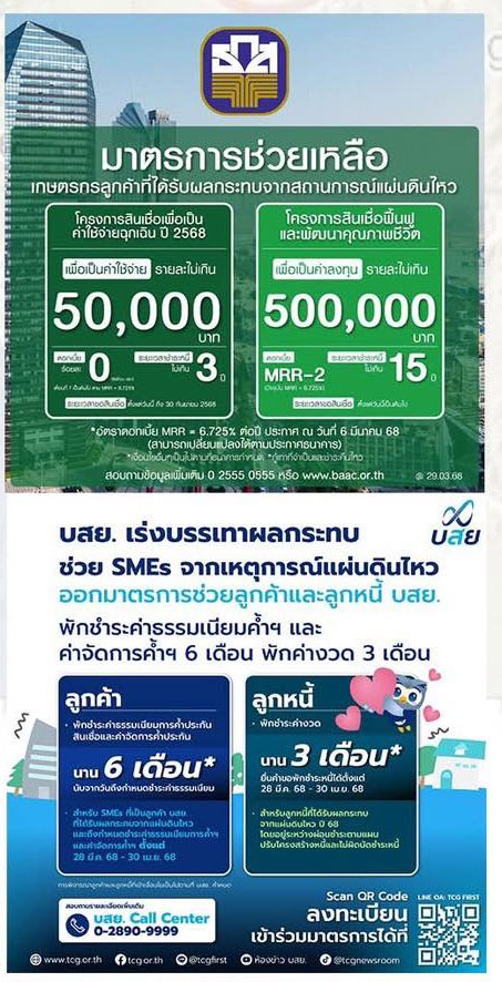 สั่ง 8 แบงก์รัฐออกมาตรการเร่งด่วน เยียวยา ปชช. ที่ได้รับผลกระทบเหตุแผ่นดินไหว