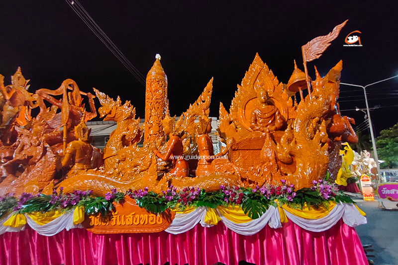 ต้นเทียนวัดศรีแสงทอง ตัวแทนทูตวัฒนธรรม โชว์งานประเพณีชักพระ สุราษฎร์ธานี