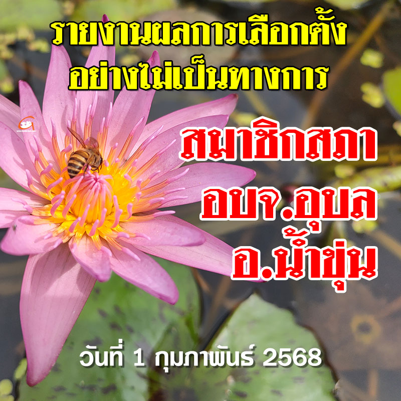 รายงานผลเลือกตั้ง สจ.อบจ.อุบล 2568 อำเภอน้ำขุ่น