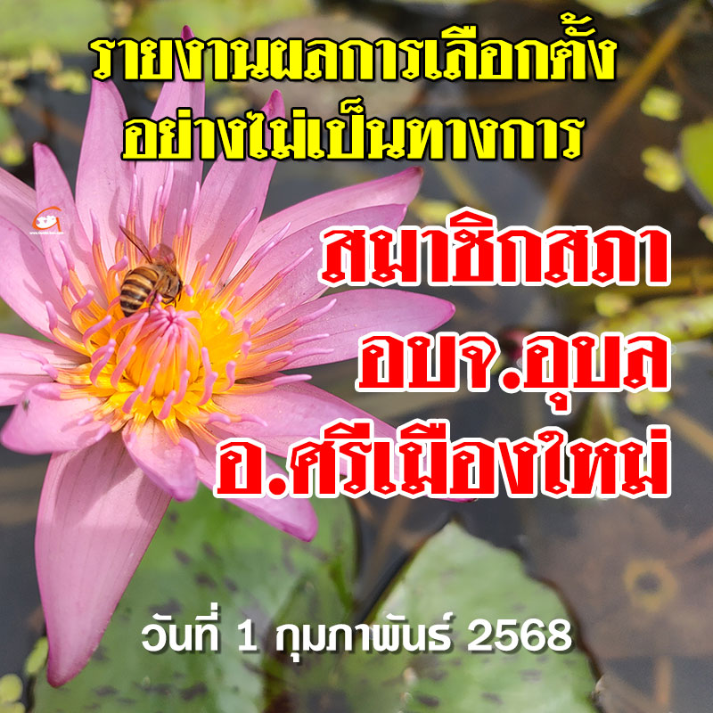 รายงานผลเลือกตั้ง สจ.อบจ.อุบล 2568 อำเภอศรีเมืองใหม่