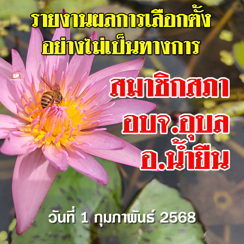 รายงานผลเลือกตั้ง สจ.อบจ.อุบล 2568 อำเภอน้ำยืน