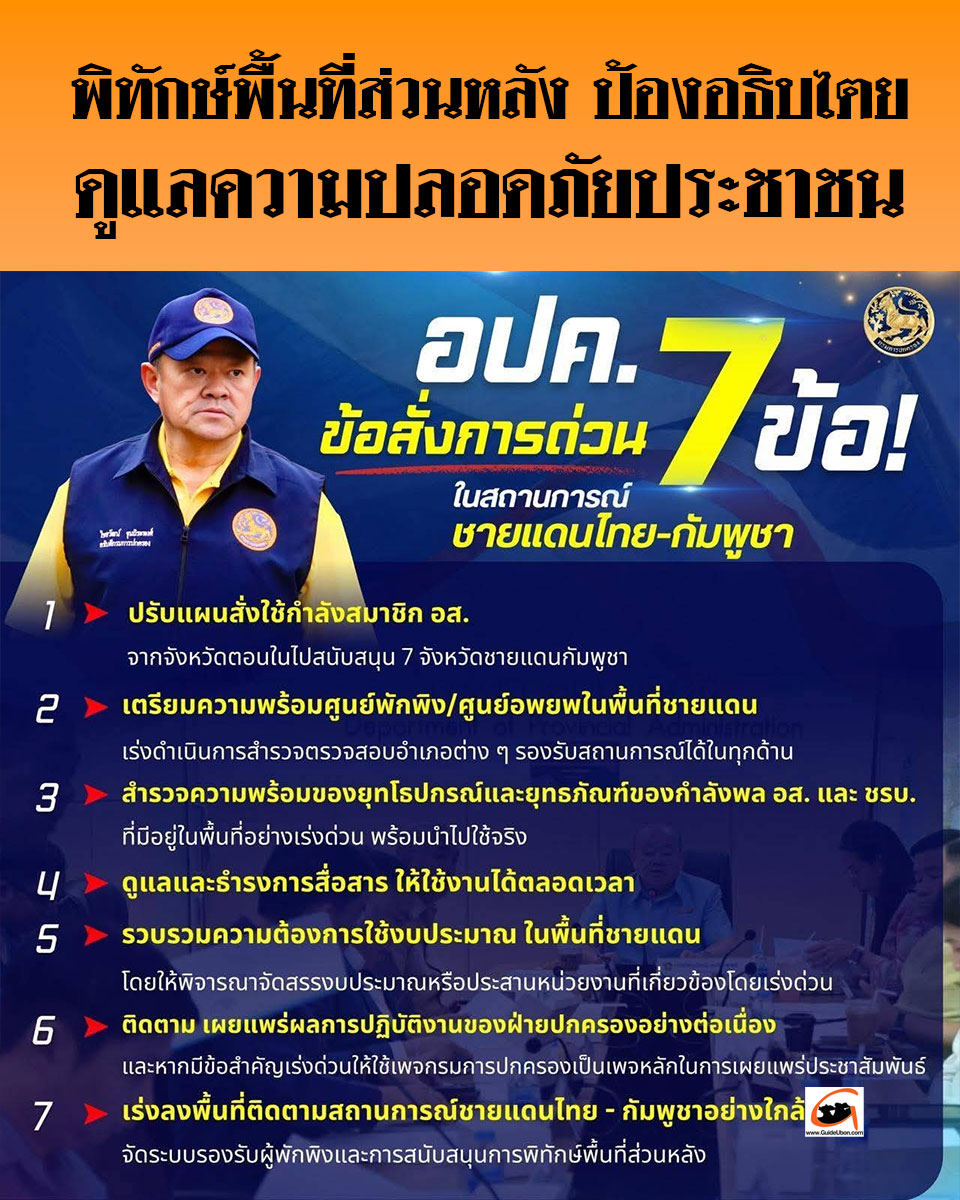พิทักษ์พื้นที่ส่วนหลัง  ป้องอธิบไตย ดูแลความปลอดภัยประชาชน
